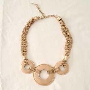 Mika gold Tone chain rings coastal Statement office 10in necklace.